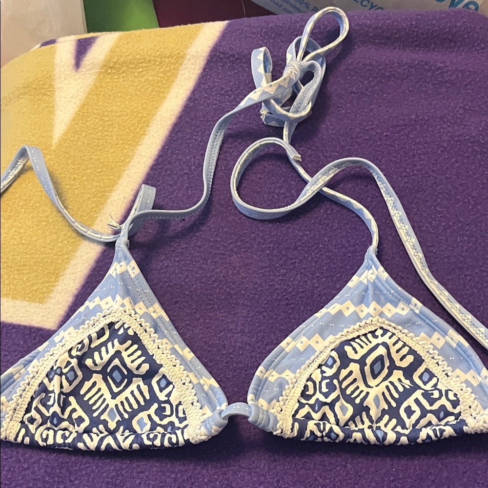 Letarte Blue and White Bikini Top